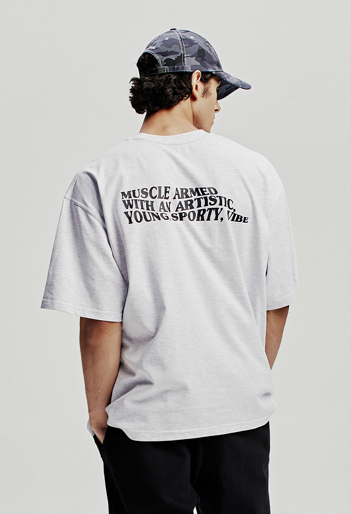 [MAN]시그니처 오버핏 티셔츠 [화이트멜란지]