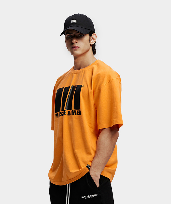 [MAN]시그니처 세미오버핏 티셔츠 [오렌지]